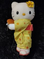 Vintage Hello​ Kitty​ 9" Plush​ Toy  Yellow Bow Orange Obi Kimono​ NOS + HangTag