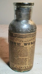 ANTIQUE CHARLES ELLIS PHILADELPHIA FINE WILLOW CHARCOAL MEDICINE BOTTLE w/ LABEL - Picture 1 of 12