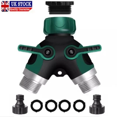 Garden 2 Way Hose Splitter Hose Tap Connector Outdoor Double Y Valve Water Tap - Image 1 of 4