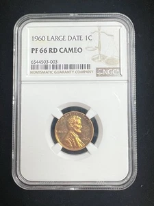 1960 Lincoln Cent 1C Large Date NGC PF66 RD Cameo #387 - Picture 1 of 2