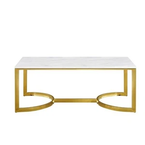 Pemberly Row Modern / Contemporary Stone Coffee Table in Gold - Picture 1 of 4