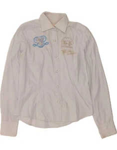 LA MARTINA Womens Shirt UK 14 Large Blue Pinstripe Cotton DO53 - Picture 1 of 3