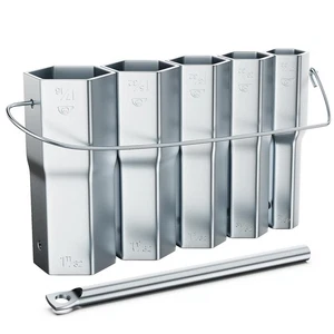 Juego de llaves de vaso de válvula de ducha de 5 piezas con mango de barra para quitar... - Imagen 1 de 6