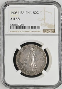1903 Philippines 50 Centavos NGC AU 58 - Picture 1 of 2