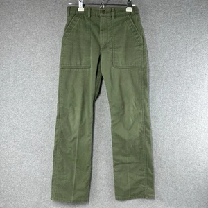 70s 80s Vintage CBA Olive Green Utility Workwear Pants Red Fleece Lined 30x32* - Picture 1 of 16