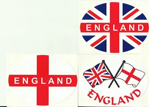 Set of 3 England English Flag Oval External Car Bumper Sticker Decals - Picture 1 of 1