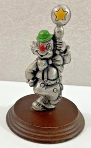 Pewter Clown on wood base Figurine 3.75"H by George Good - Picture 1 of 4