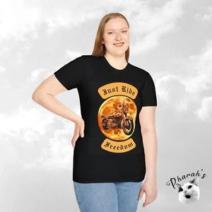 T-Shirt Just Ride Freedom Motorrad Biker Fahrrad Unisex Softstyle Sonnenblumen - Bild 1 von 6