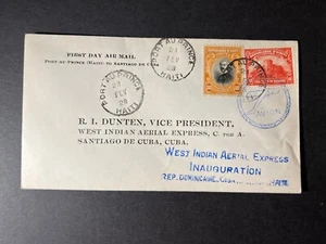 1928 Haiti First Day Flight Cover FDC Port Au Prince to Santiago FFC - Picture 1 of 2