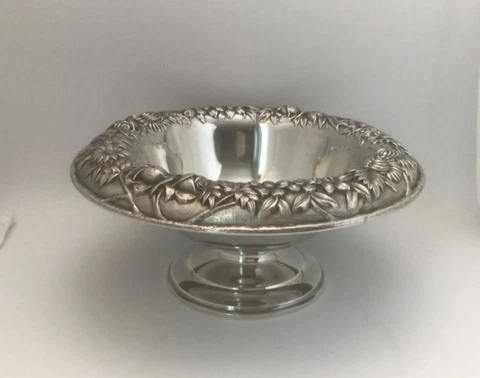 Vintage  S. Kirk & Son, Chased Repousse Pedestal Fruit Bowl, #229 Sterling  9.5” Cover