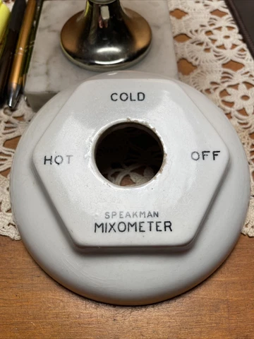 Antique Speakman Mixometer Bath Shower Porcelain Faucet Cover Wall Escutcheon Cover