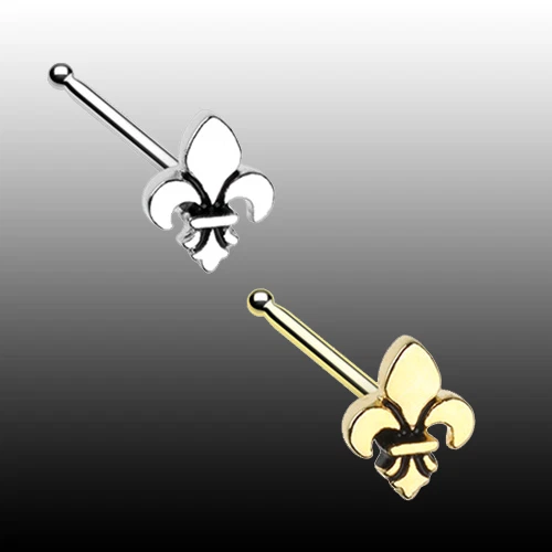 Anillo Fleur De Lis Nariz Hueso Oro Rosa Plata Flor Francesa 20g 7mm Hoja Foto 1 de 1