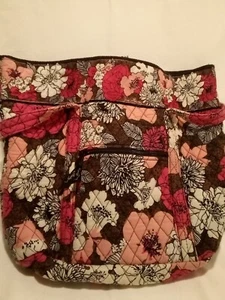 Vera Bradley Retired Mocha Rouge Purse Shoulder Bag Pink Brown White Floral - Picture 1 of 7