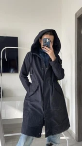 Massimo Dutti jacket coat warm quilted parka dark blue S-M - Picture 1 of 7