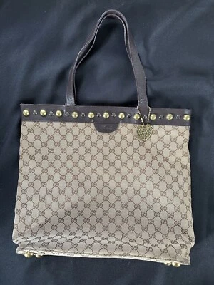 Gucci Babouska Monogram Canvas Leather Tote Beige Brown Large 208940 - Image 1 of 4