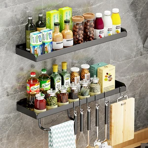 Estante de cocina 2 plantas bastidor de cocina 6 ganchos estante de especias soporte de especias acero inoxidable - Imagen 1 de 11