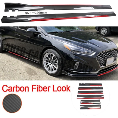 Carbon Fiber Look 86.6" Side Skirt Extension Spoiler Splitter For Hyundai Tucson Foto 1 de 4