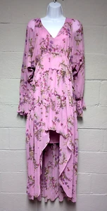 Steve Madden Sol Floral High-Low Maxi Dress Purple Chiffon Size L Fairy Festival - Picture 1 of 11