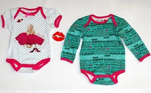 MARILYN MONROE Estrella de Hollywood Niño Pequeño TRAJE DE UNA PIEZA JUEGO DE 2 piezas 3 6 9 meses - Imagen 1 de 1