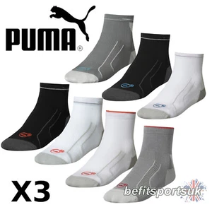 PUMA RUNNING CROSSFIT SOCKS MENS WOMENS LADIES FITNESS SPORTS ANKLE 3 PAIRS - Picture 1 of 18