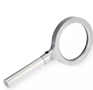 12 LED Magnifying Glass 5X 10X 85mm Zinc Alloy Metal Hand Held Magnifier - Picture 1 of 2