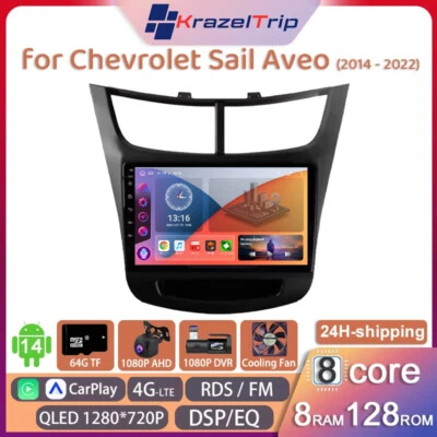 8 Core Car Radio for Chevrolet Sail Aveo 2014 - 2017 2018 2019 2020 2021 2022 4G - Image 1 of 4