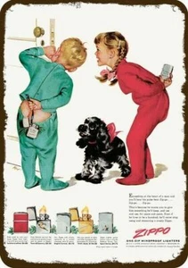 1952 Kids give Mom Zippo for Christmas Vntg-Look DECORATIVE REPLICA METAL SIGN - Picture 1 of 1