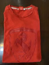 Puma Ferrari Big Shield Red Mens Crew Cotton T-Shirt Size Large