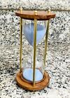 Antique Sand Timer Brass Yellow Wooden Base Hour Glass 5 Minutes 5 Inch Gift