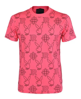 NUEVO CON ETIQUETAS JOHN RICHMOND x PLAYBOY edición especial CAMISETA logotipo fucsia S Foto 1 de 2