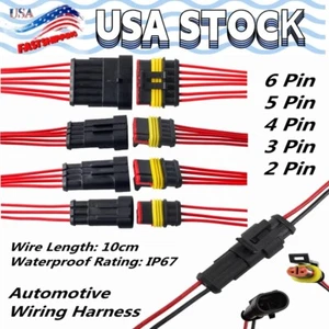 Waterproof Male/Female 2/3/4/5/6-Pin Way Seal Car Electrical Wire Connector Plug - Picture 1 of 16