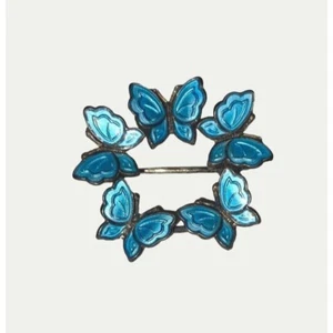 Schmetterling Brosche Anstecknadel Danish Volmer Bahner blau Emaille und Silber Vintage - Bild 1 von 4