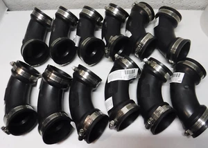 QTY: 12 Flexible Elbow Pipe PVC Coupling 2" Plumbing Rubber with Clamps - Picture 1 of 4