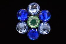 GAP Statement Pin Brooch Rhinestone Crystal Lucite Multi-Tone Blue Mint Bin1