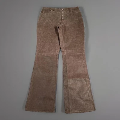 Route 66 Pants Womens 8 Brown Genuine Leather High Rise Button Fly Bootcut - Image 1 of 4