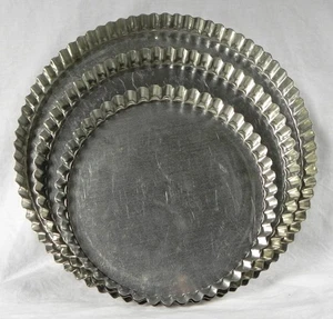 3 Hoan Tart Quiche Pans, Chromed Metal Two-Piece, 8" 9" 11" Baking Dishes France - Picture 1 of 6