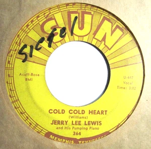 JERRY LEE LEWIS * 45 * Cold Cold Heart / Happen With Me USA ORIGINAL SUN * 1950s - Picture 1 of 3