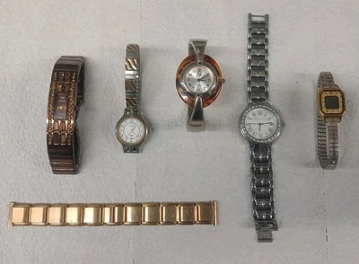 Lot Of 5 Women's Watches And One 14k Rolled Gold Band.  Please Read Description - Image 1 of 4