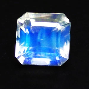 0.90 Ct Square Significant Top Grade (5 x 5 mm)Natural Faceted Rainbow Moonstone - Picture 1 of 7