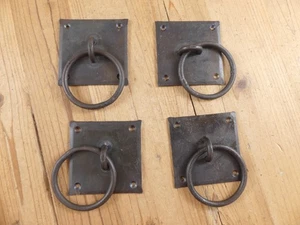 4 Hand Forged Chest Handles Pulls Grasp Ring Handle Iron 3 1/8" Primitive - Picture 1 of 8