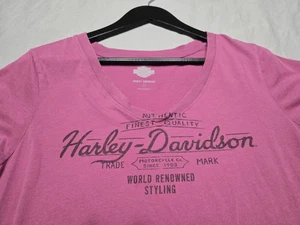 Harley-Davidson Women's Pink V-Neck T-Shirt Size XL - Picture 1 of 6