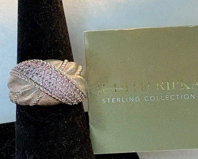 Anillo Judith Ripka Diamonique Esterlina y Rosa Remolino - Talla 8 Foto 1 de 4