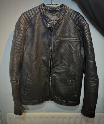 JACK & JONES ORIGINALS LEATHER BIKER JACKET MENS XL - Image 1 of 4