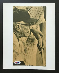 Casey Stengel Yankees Manager Signed Newspaper photo Hof Autograph Rare PSA LOA - Picture 1 of 6