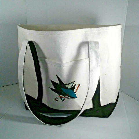 San Jose Sharks Vintage White Canvas Tote Bag 13.25x18 Cover