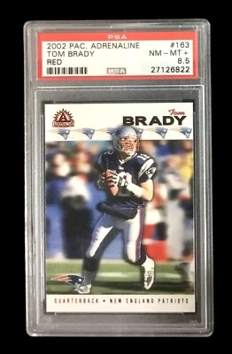 2002 pacific adrenaline 163 tom brady; red parallel PSA 8.5  (TEAM COLOR, POP 1) - Image 1 of 2