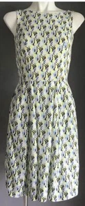 CUE Dress Sleeveless Shift Black Neon Blue White Abstract Print Ladies Size 6 8 - Picture 1 of 8