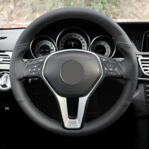 Cubierta de cuero negro para volante de coche apta para Mercedes Benz C117 C218 W212 GLK - Imagen 1 de 10