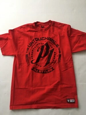 AJ Styles Untouchable Hard To Follow P1 WWE Authentic WFF Size L Red Wrestling - Image 1 of 4