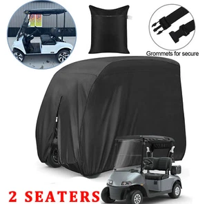 Golf Cart Storage Cover 2 Passenger Black Waterproof For EZGO Club Car Yamaha - Picture 1 of 14